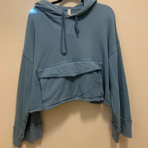 Free People Movement blue pullover hoodie.